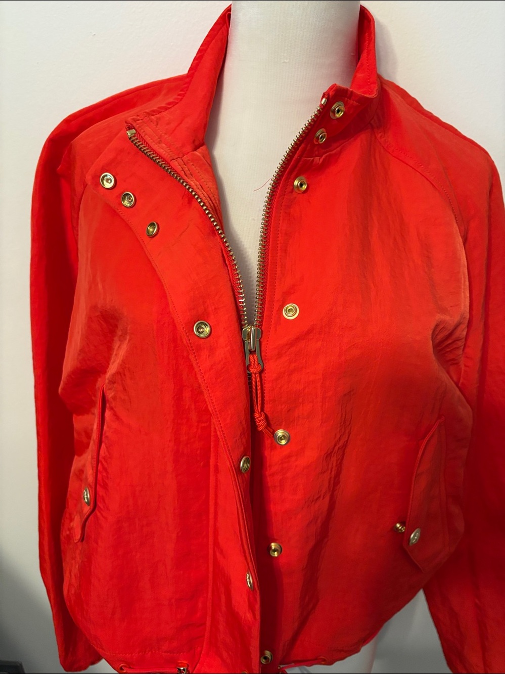 J. Crew Bright Red Bomber /windbreaker Jacket with Snap Front NWT